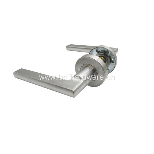 Modern Stylish Stainless Lever Door Handle Pair On Rose Set